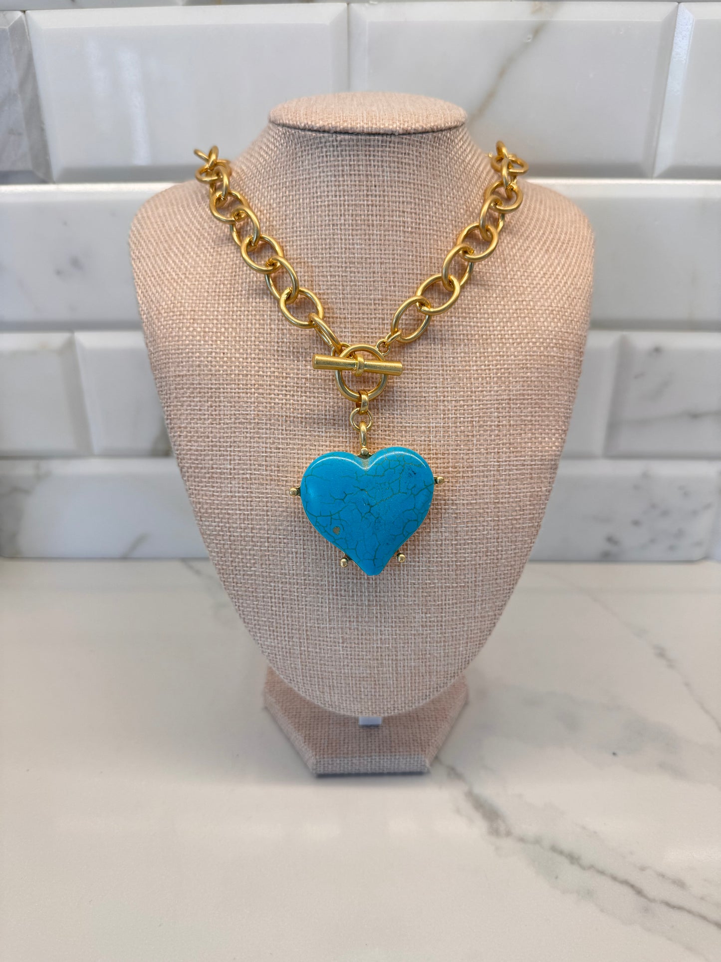 The Turquoise Heart Burst Necklace