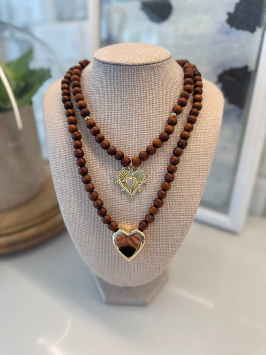 The Liv Love Wood Heart Necklace