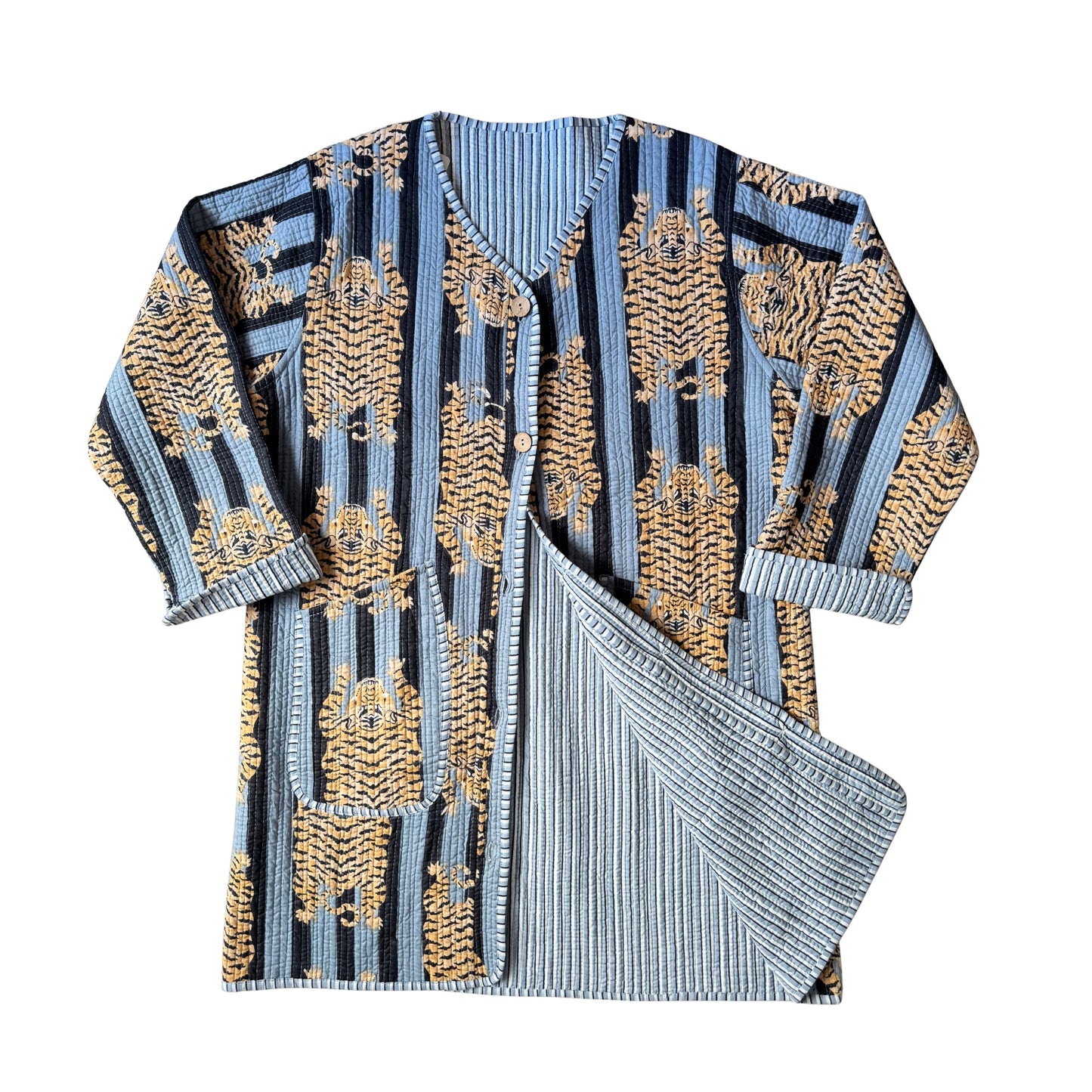 Reversible Tiger Quilted Jacket — Slate