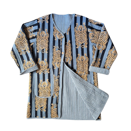 Reversible Tiger Quilted Jacket — Slate