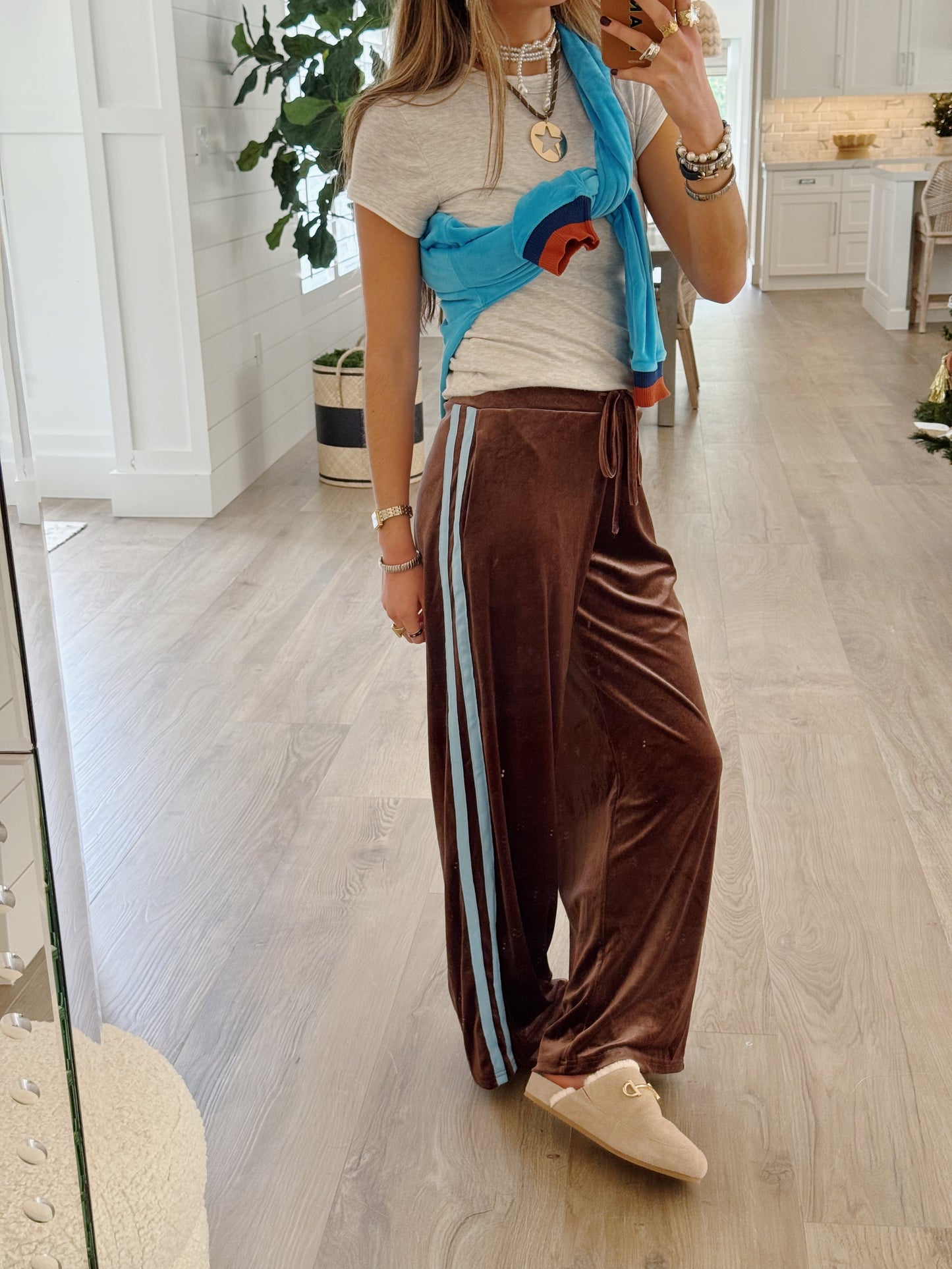 Velour Stripe Track Pants