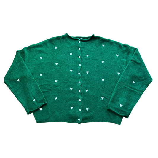 Sweetheart Button Cardigan - Green