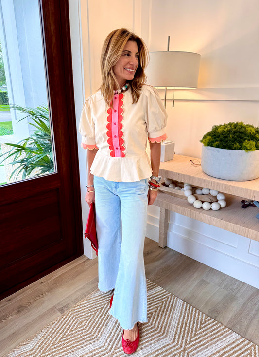 The Scalloped Peplum Blouse