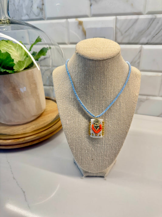 The Light Blue Rope Heart Necklace