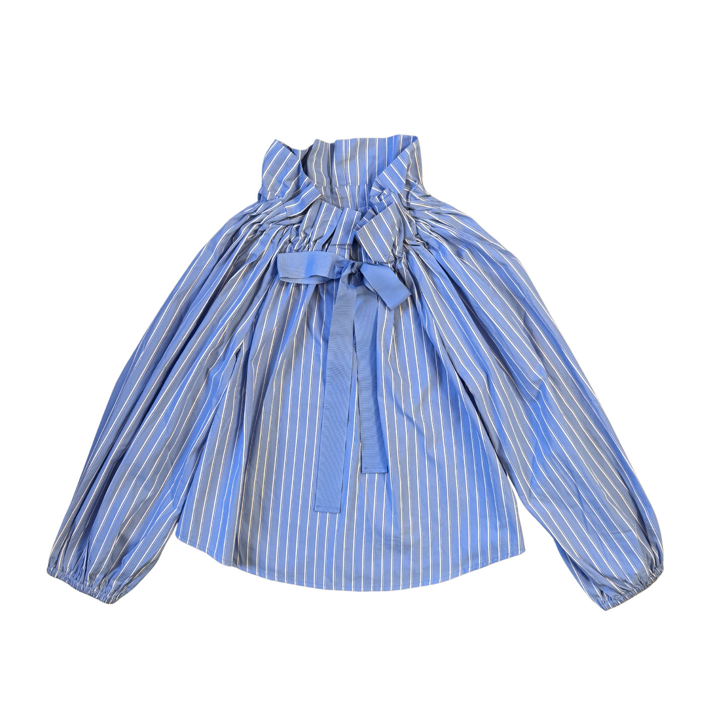 The High Ruffle Pinstripe Blouse