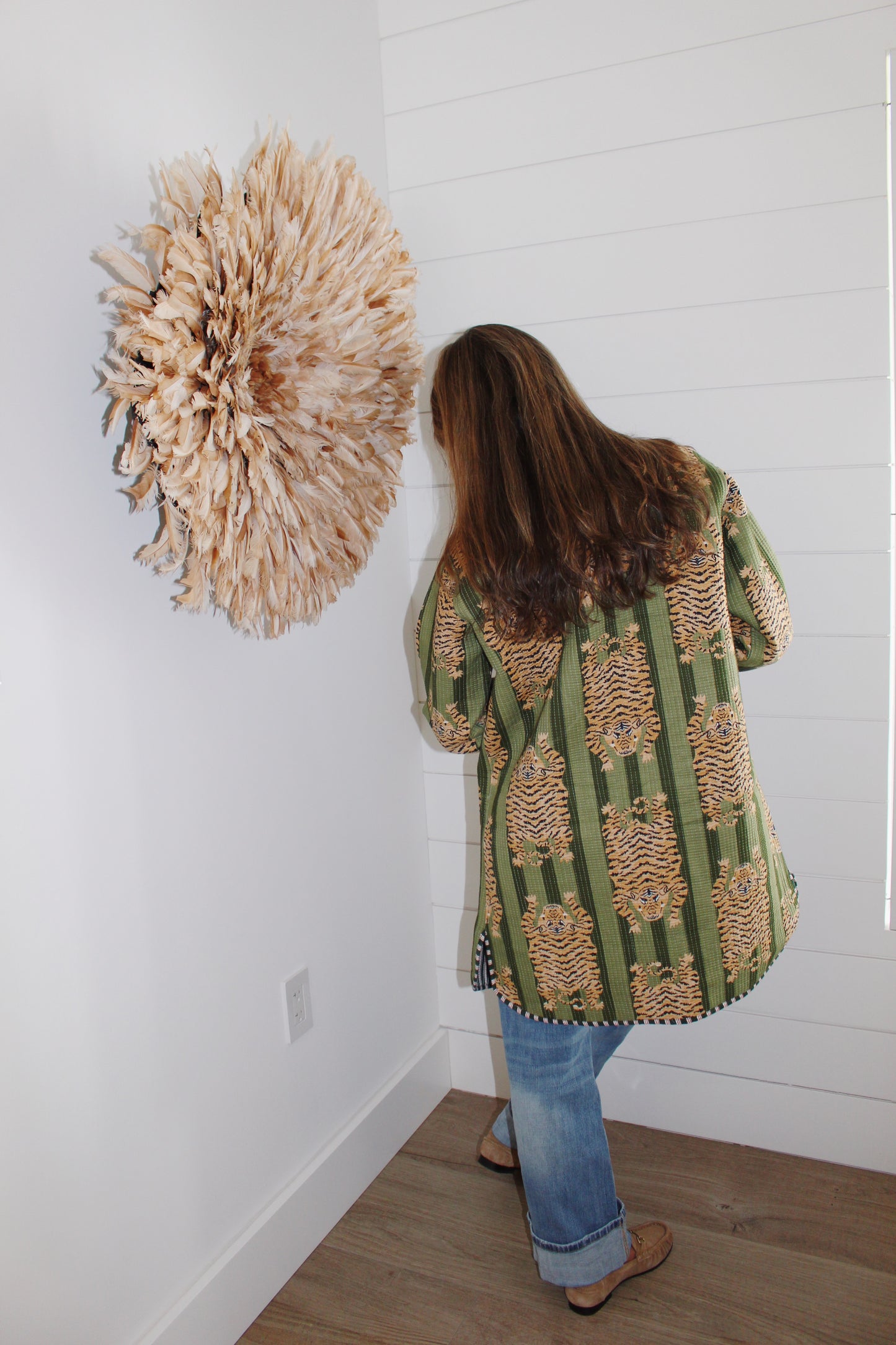 Reversible Tiger Quilted Jacket — Green