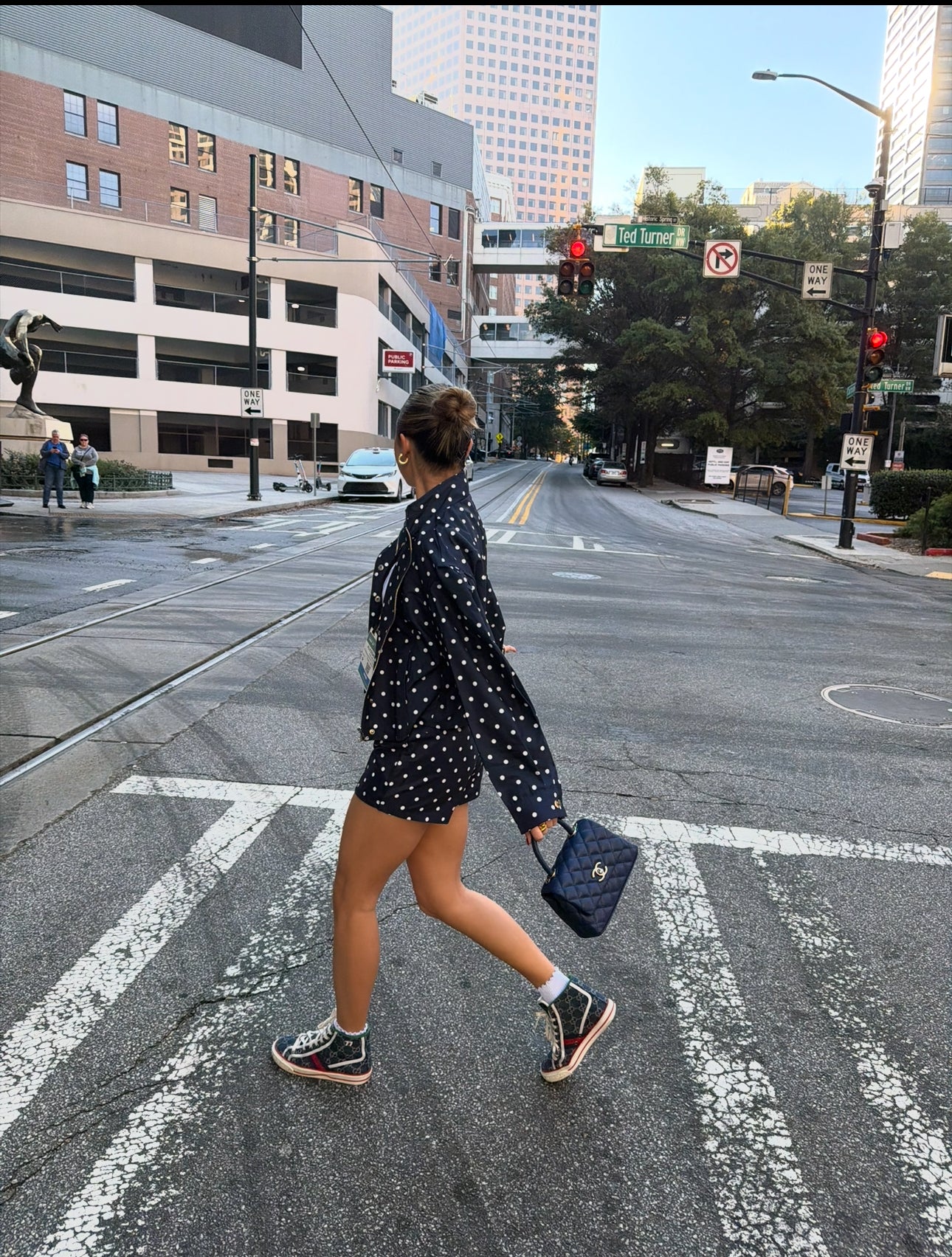 The Navy Polka Puff Jacket