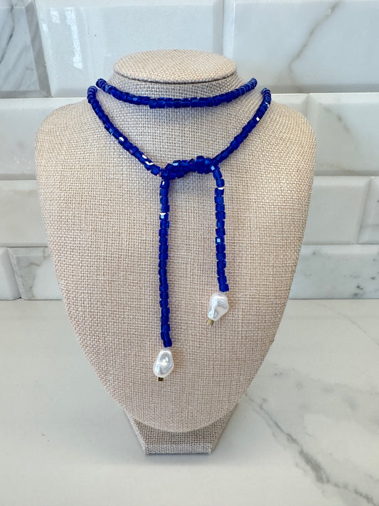 The Blue Crystal Wrap Necklace