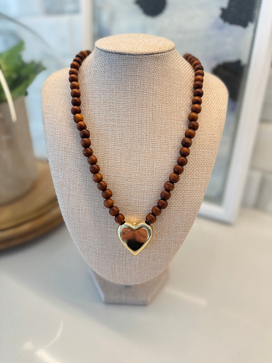 The Liv Love Wood Heart Necklace