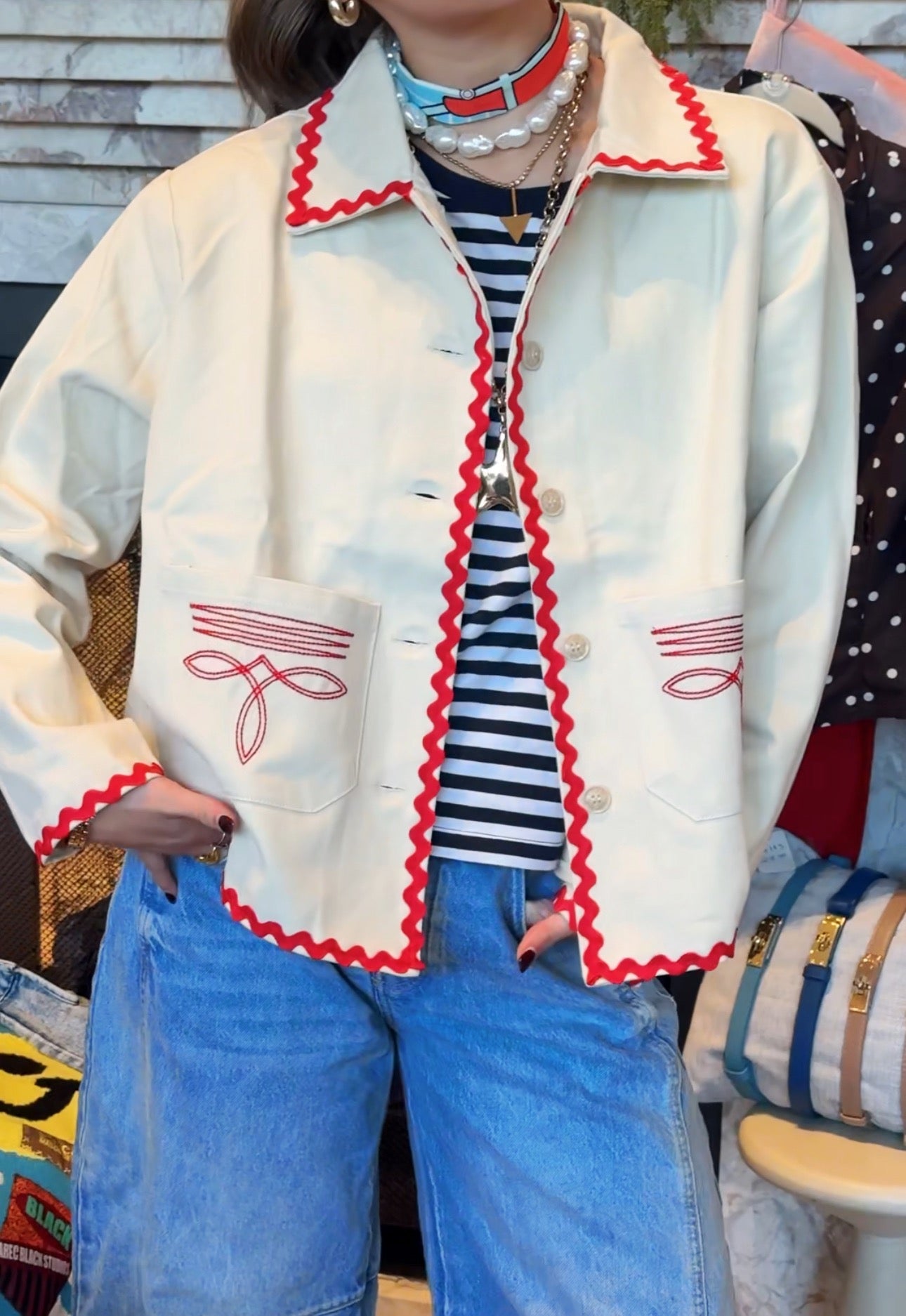 The Maison Ribbon Trim Jacket