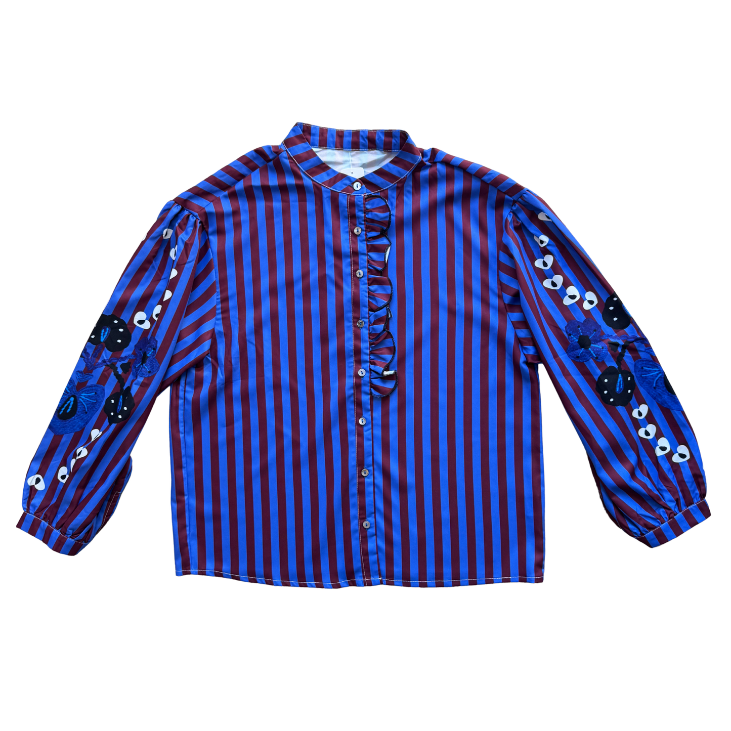 Floral Sleeve Stripe Blouse