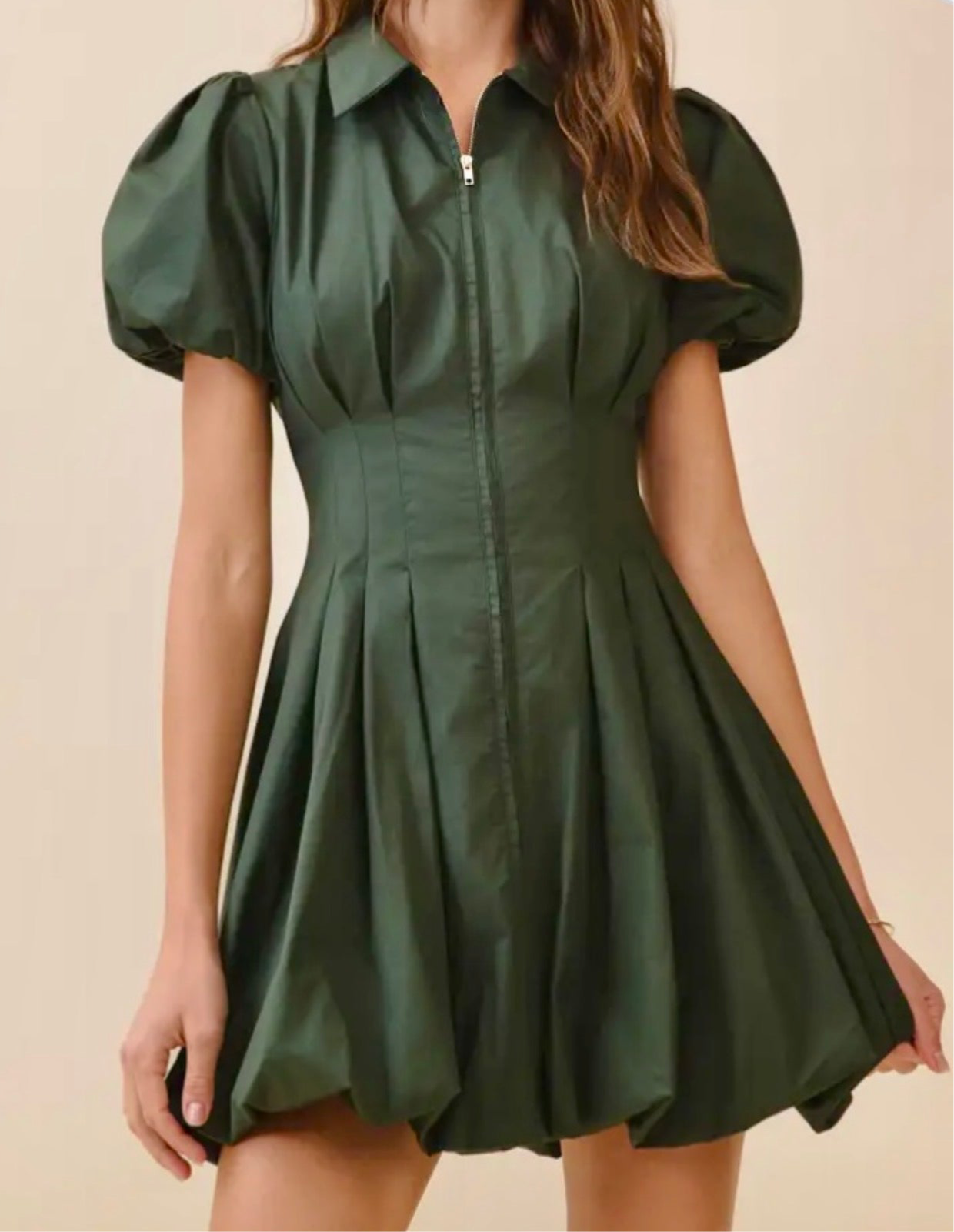 Pleated Green Puff Mini