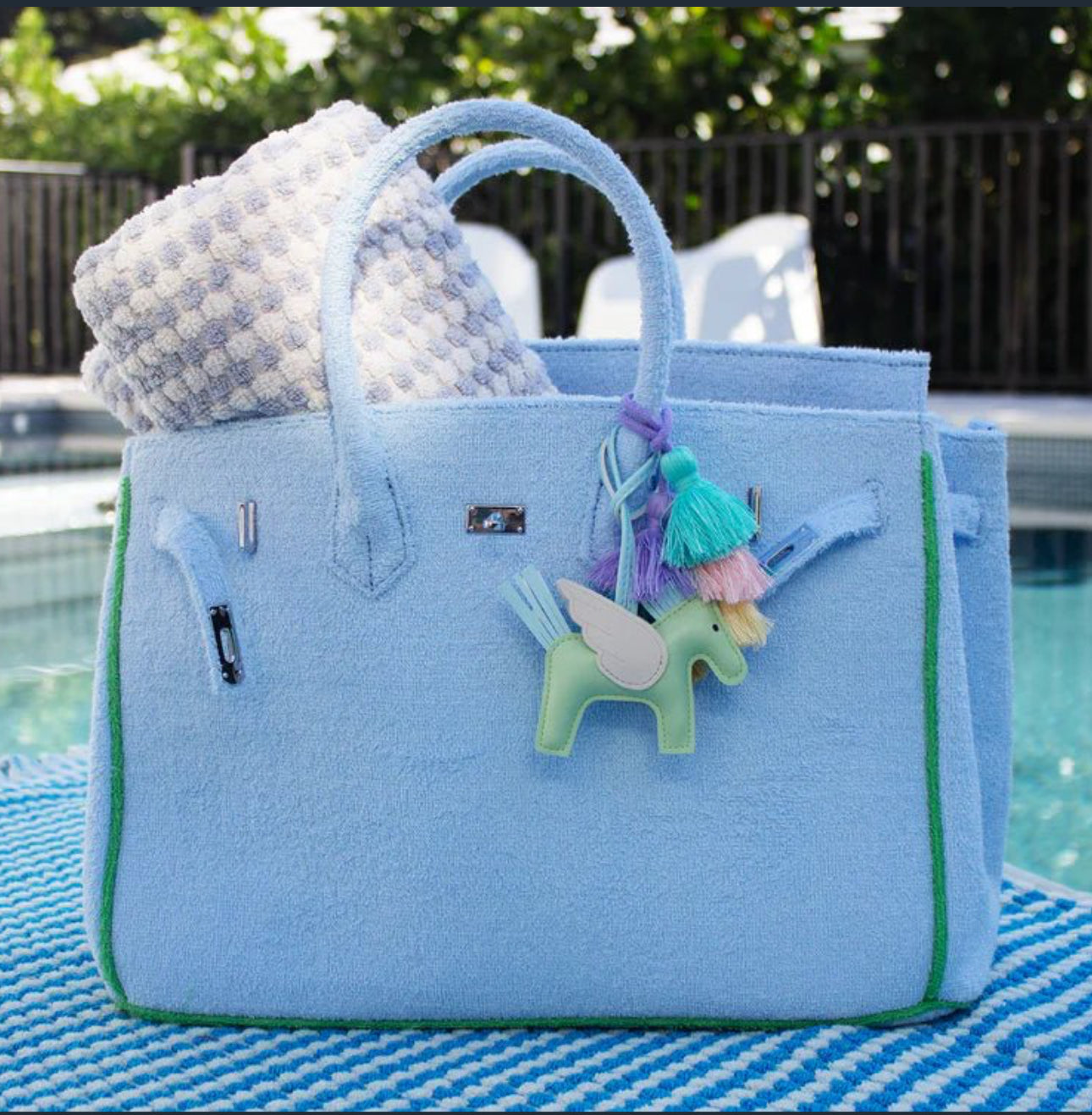 The Large Powder Blue Terry Tote