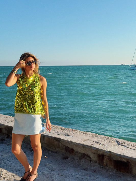 The Key Lime Sequin Tank