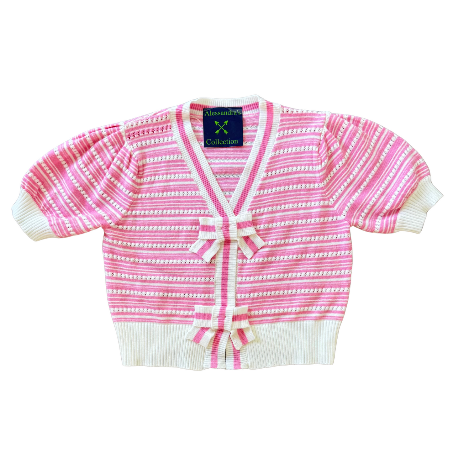 Sweet Stripes Bow-Trim Knit Top