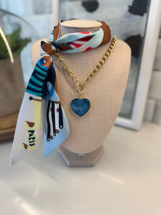 The Blue Marble Heart Necklace
