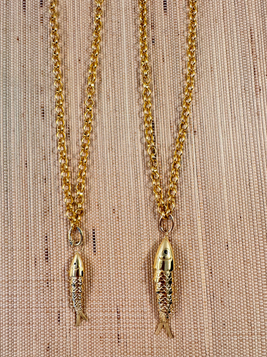 The large Gold Statement Fish Charm