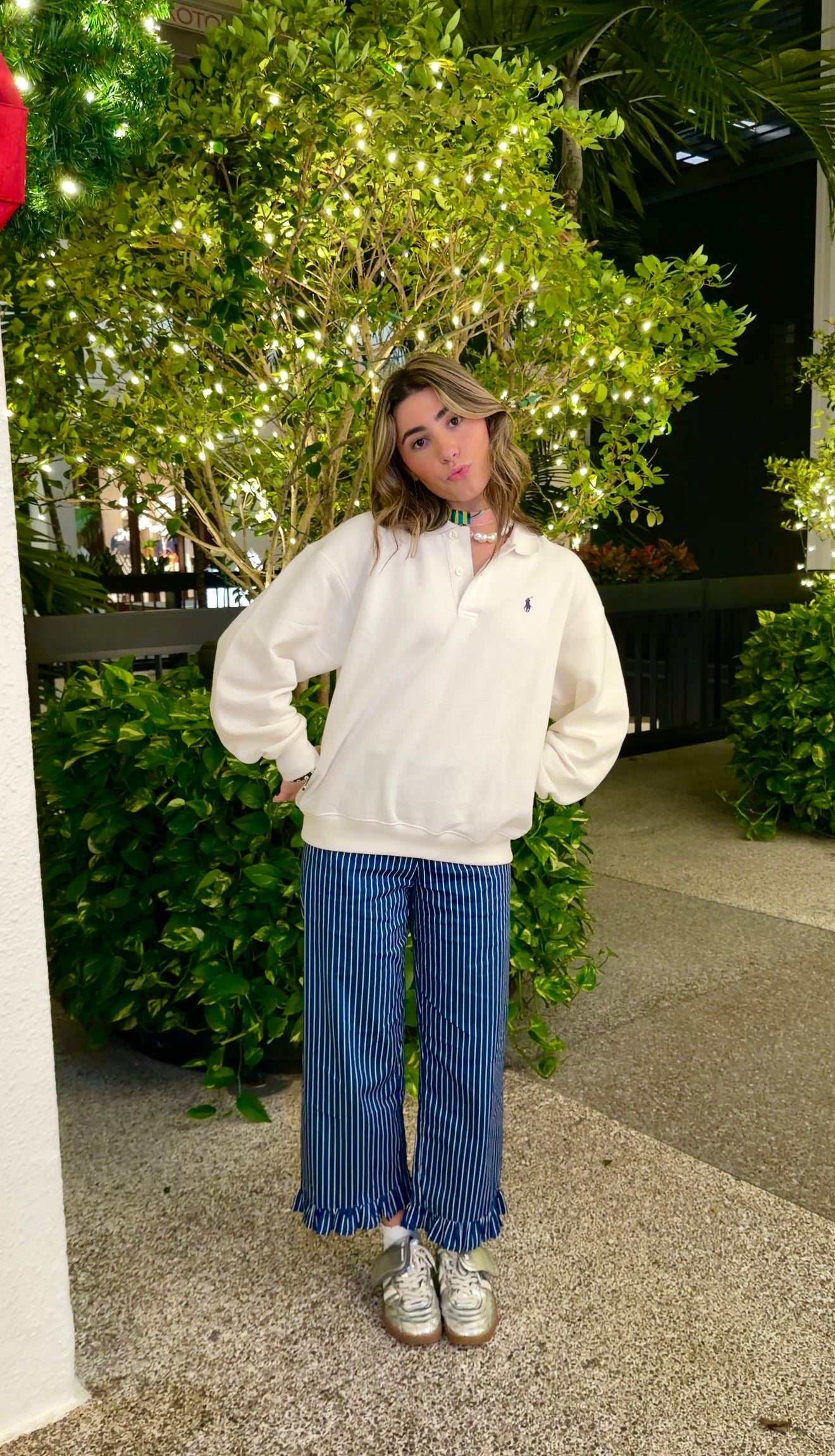 Pinstripe Ruffle Trousers