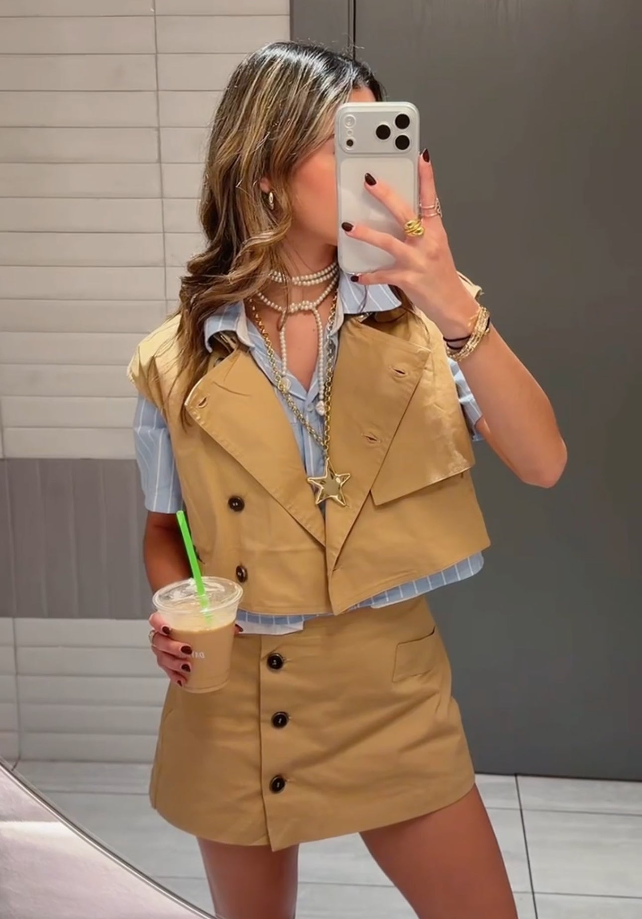 The Kensington Khaki Pleated Set