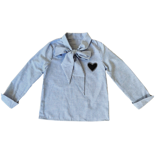 The Blue Preppy Bow Blouse