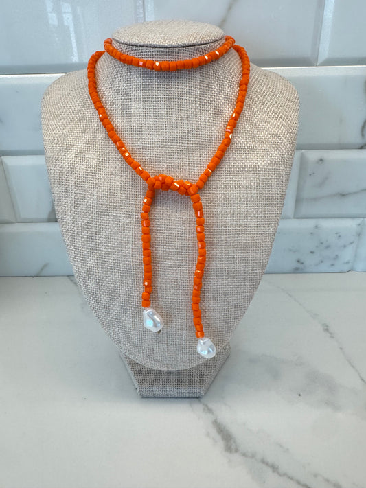 Orange Crystal Wrap Necklace