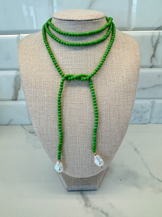 Green Bead Wrap Necklace