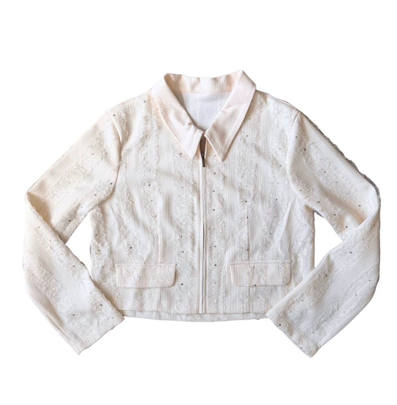 Embellished Textured Crop Jacket