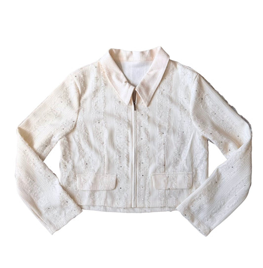 Embellished Textured Crop Jacket