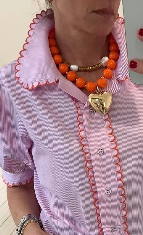 The Red Puff Heart Gum-ball Necklace