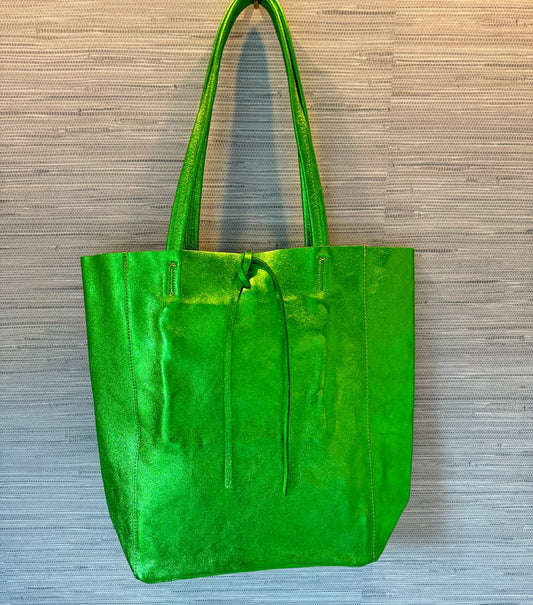 Green Metallic Shopper