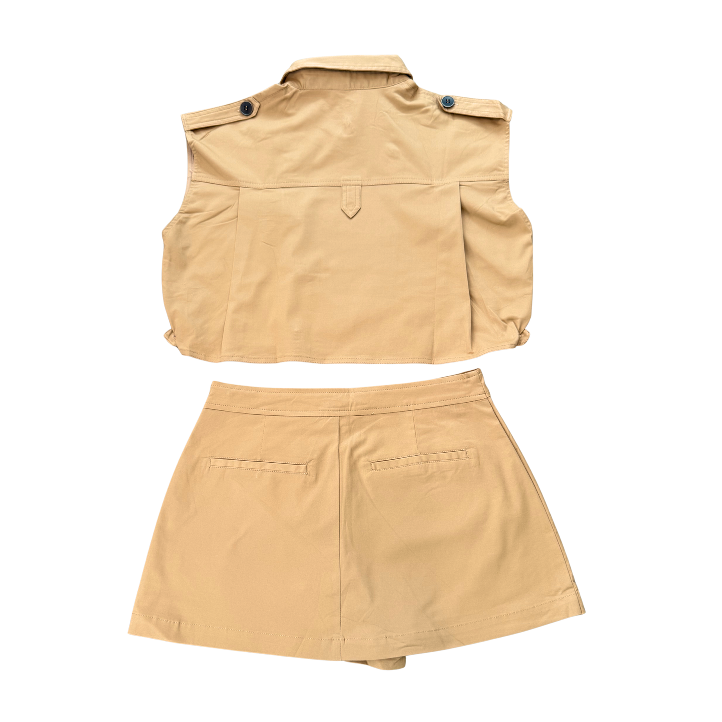 The Kensington Khaki Pleated Set