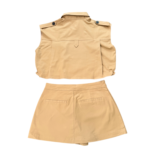 The Kensington Khaki Pleated Set