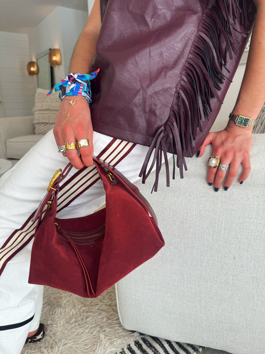 The Suede Bordeaux Bag