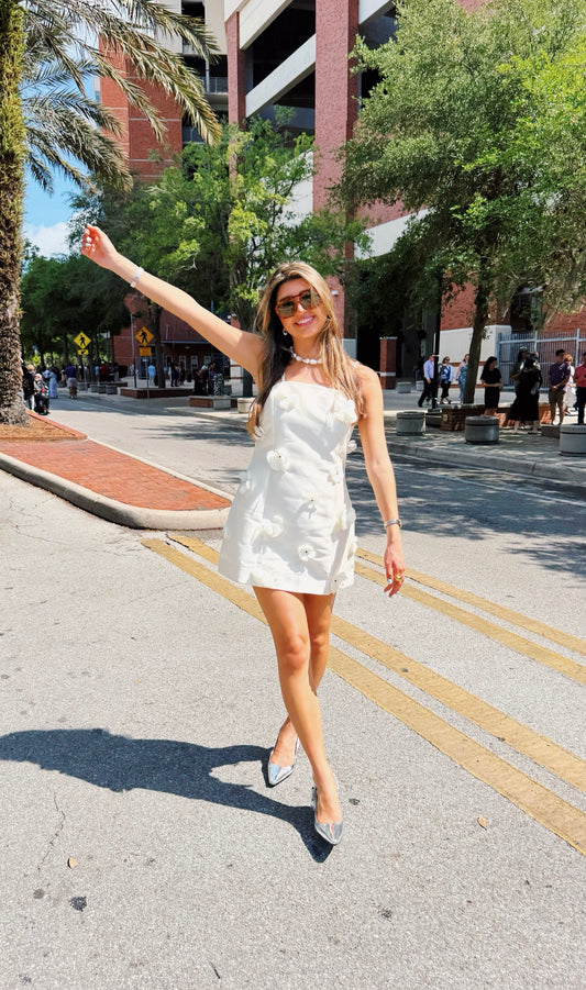 The Floral Applique Mini Dress
