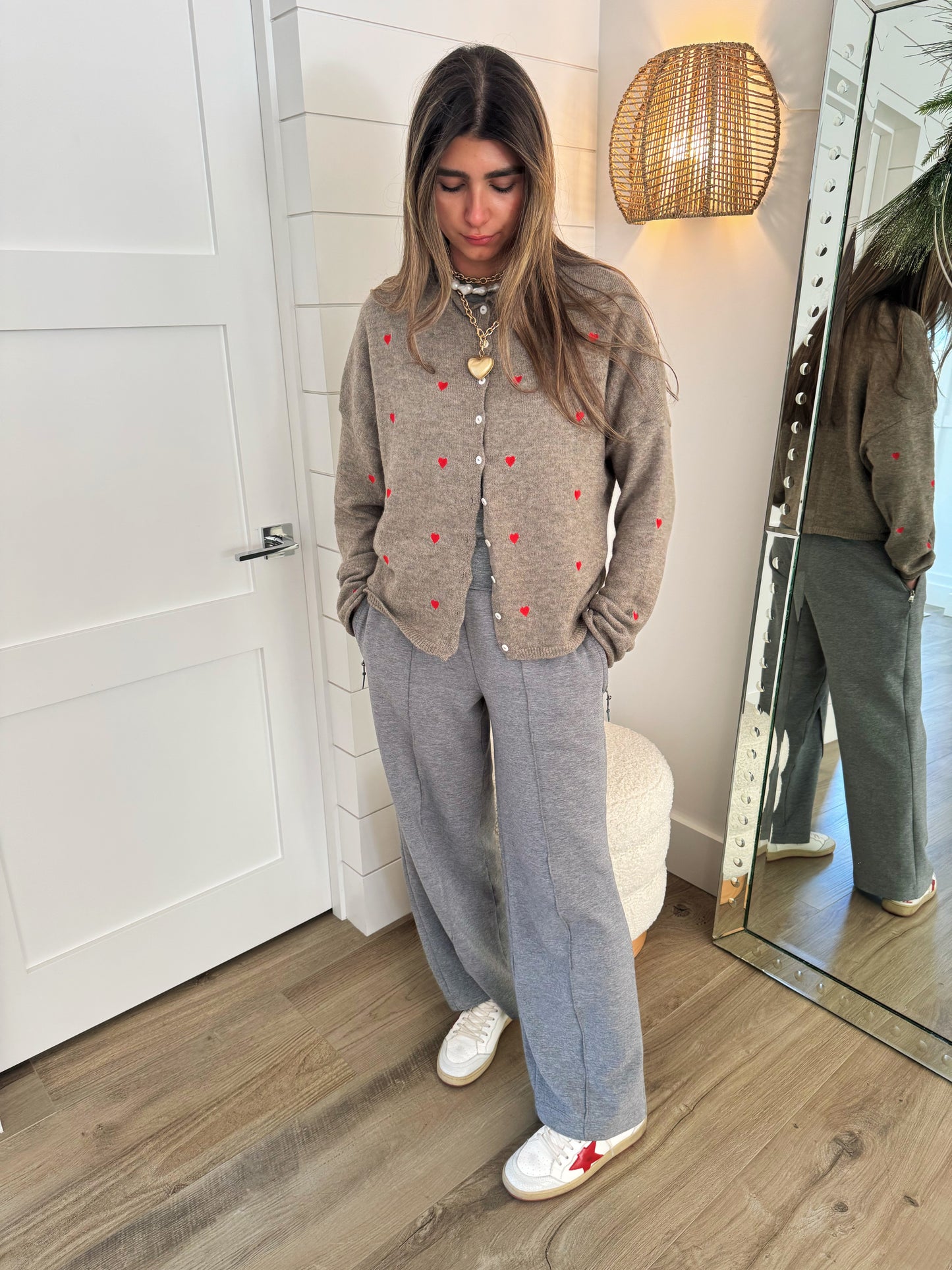 Sweetheart Button Cardigan - Brown