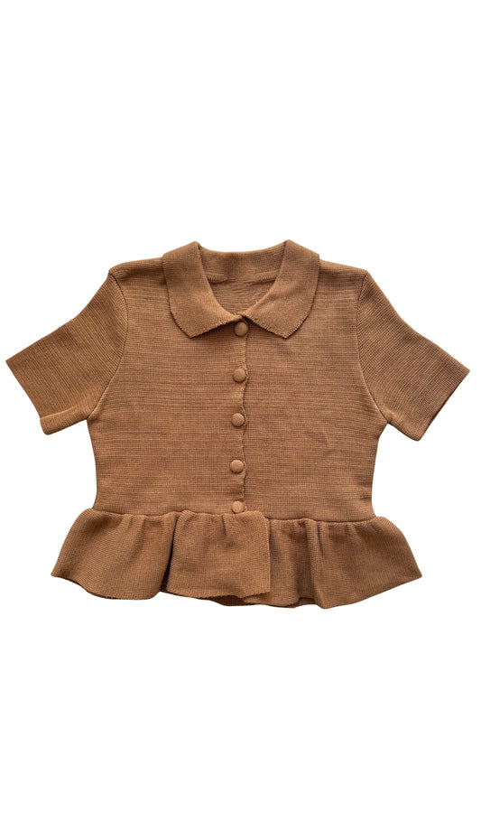 Peplum Knit Button Top