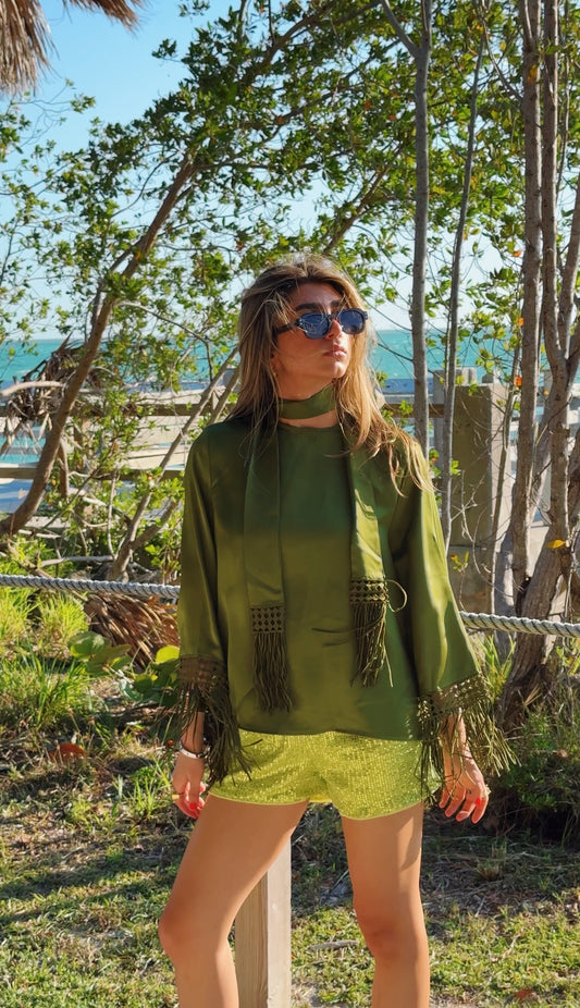 The Fringe Scarf Blouse