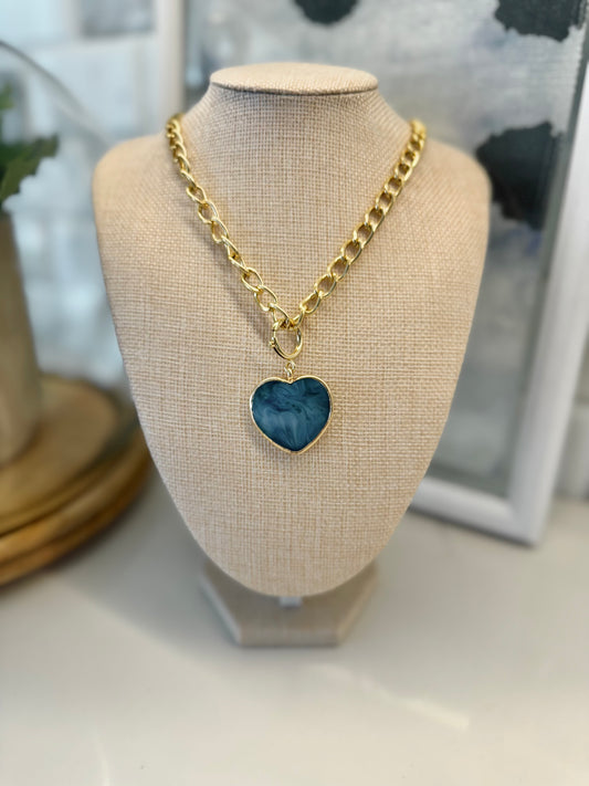 The Blue Marble Heart Necklace
