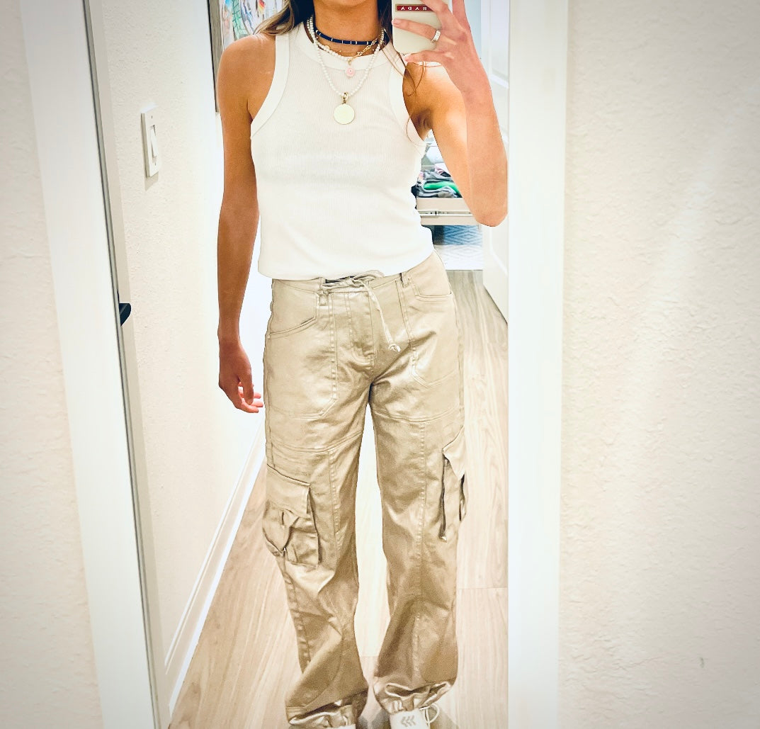 Metallic Cargo pant