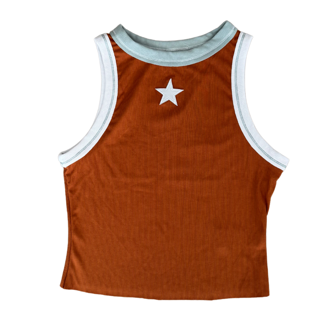 Vintage Inspired Star Tank Top - Rust