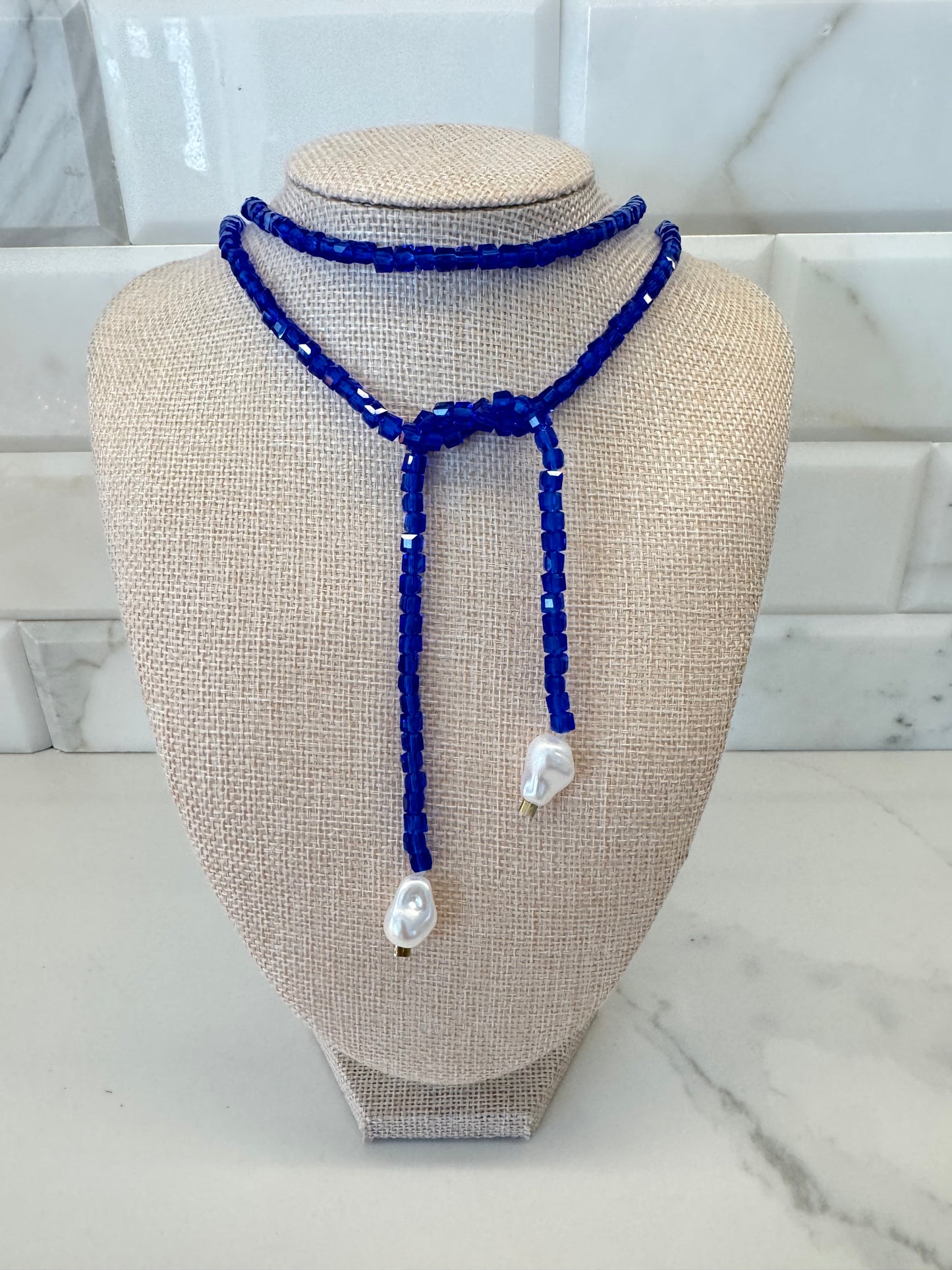The Blue Crystal Wrap Necklace