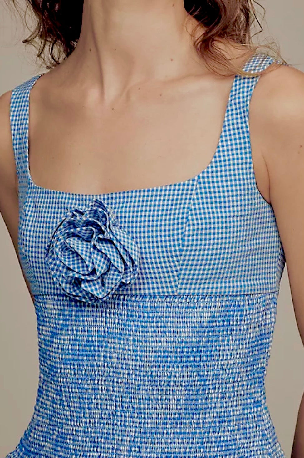The Gingham Rosette Smock Dress