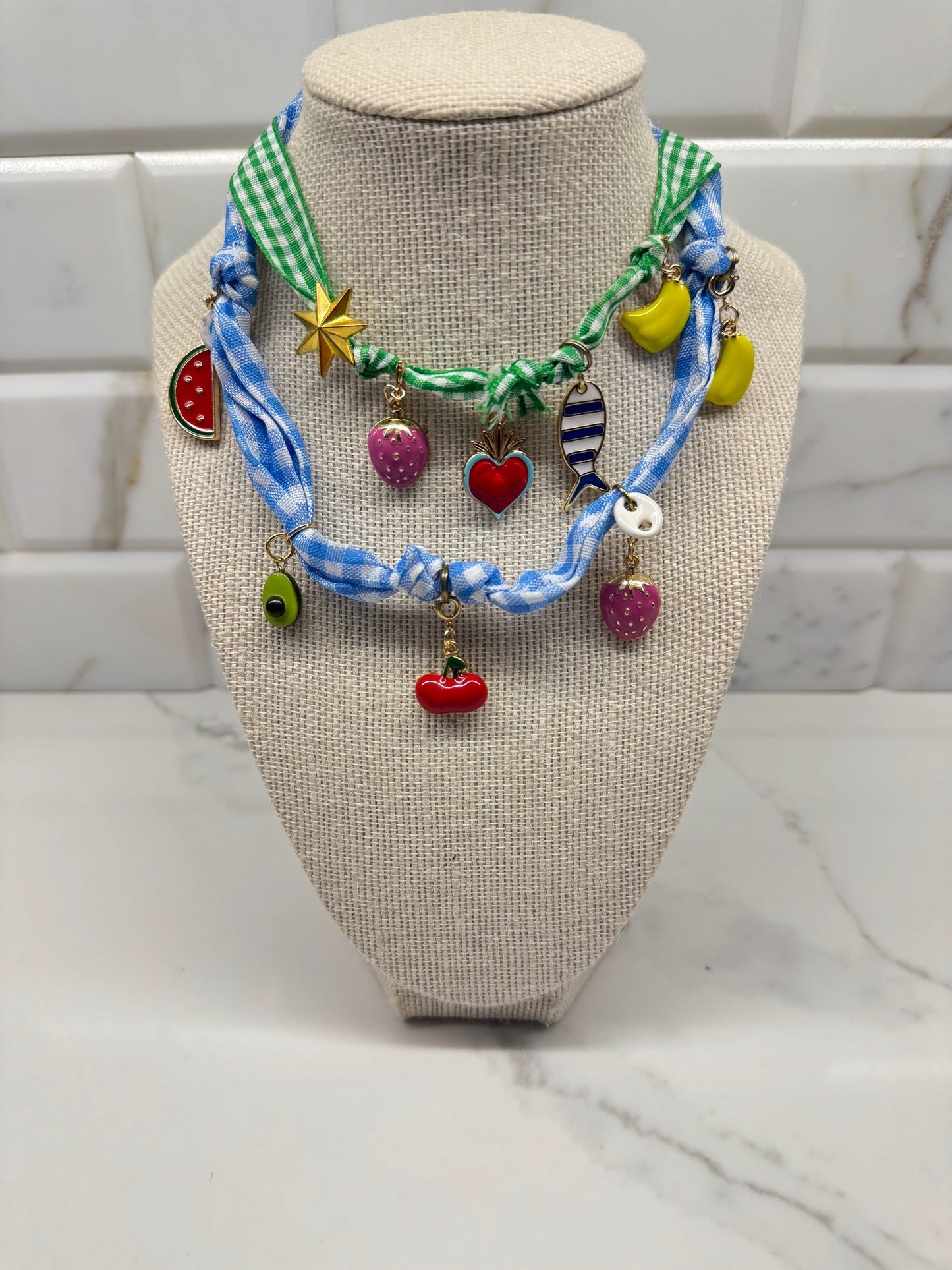 The Blue Ribbon Fruit Basket Necklace