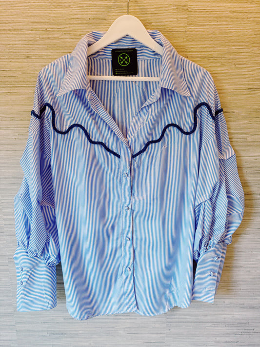 The Wave Pinstripe Blouse