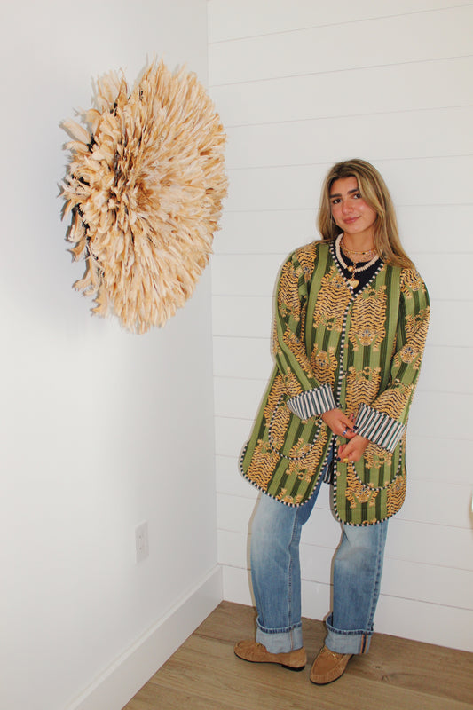 Reversible Tiger Quilted Jacket — Green