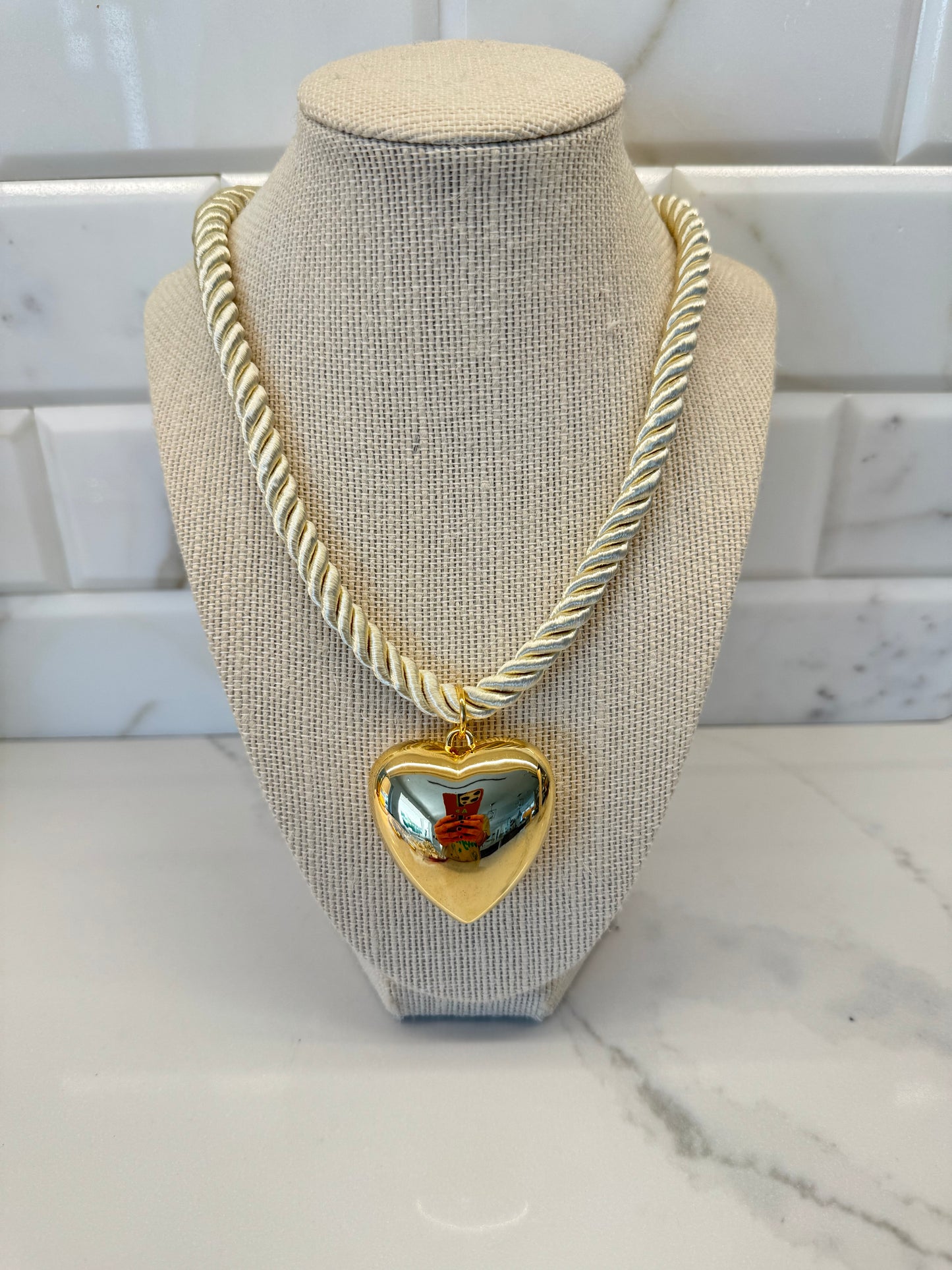 Gilded Heart Cord Necklace