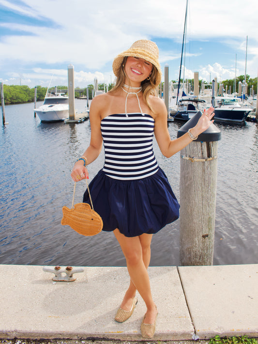 Navy Breeze Bubble Dress