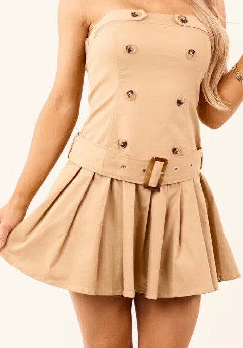 Trench Pleated Mini Dress