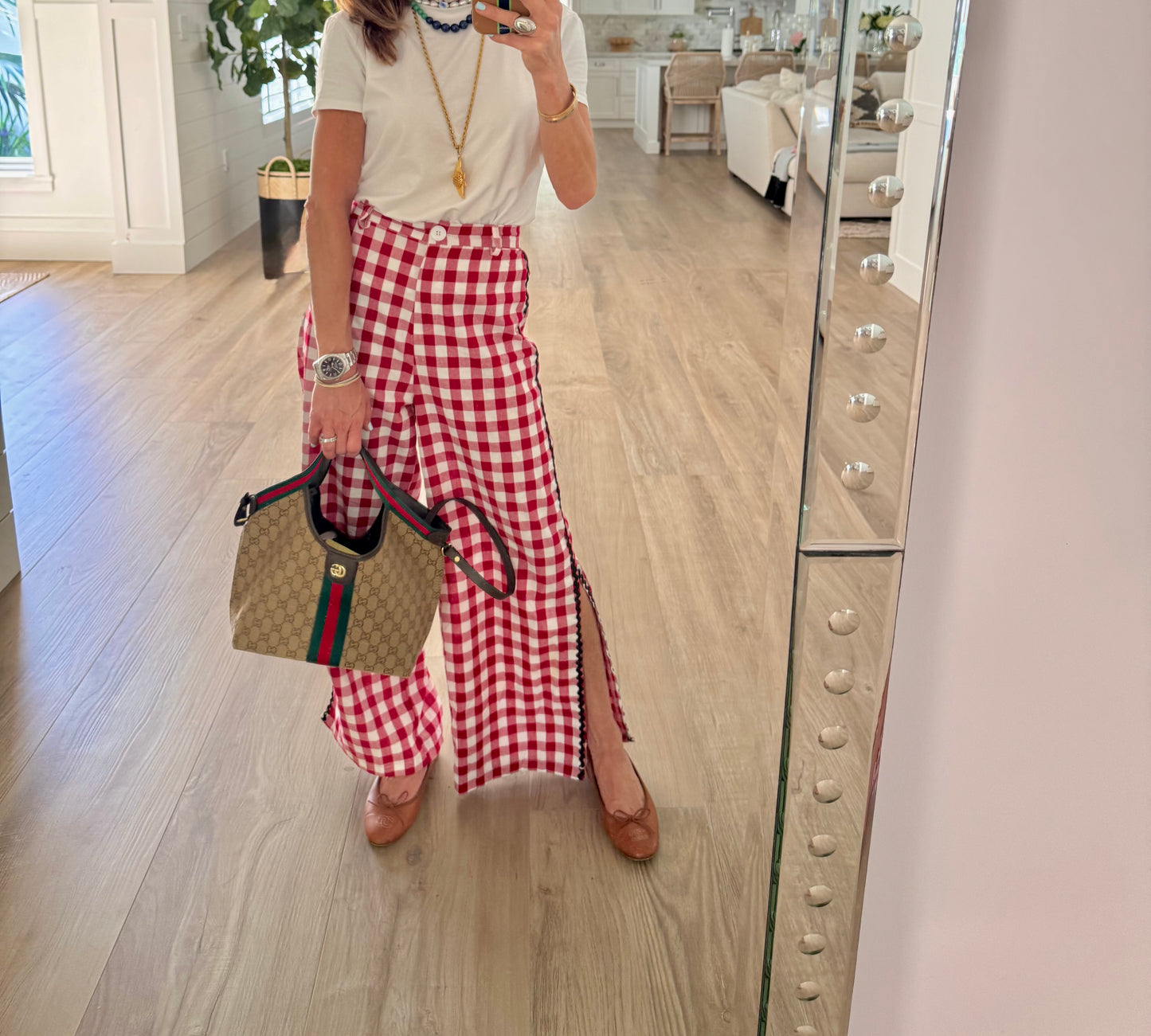 Gingham Slit Pant
