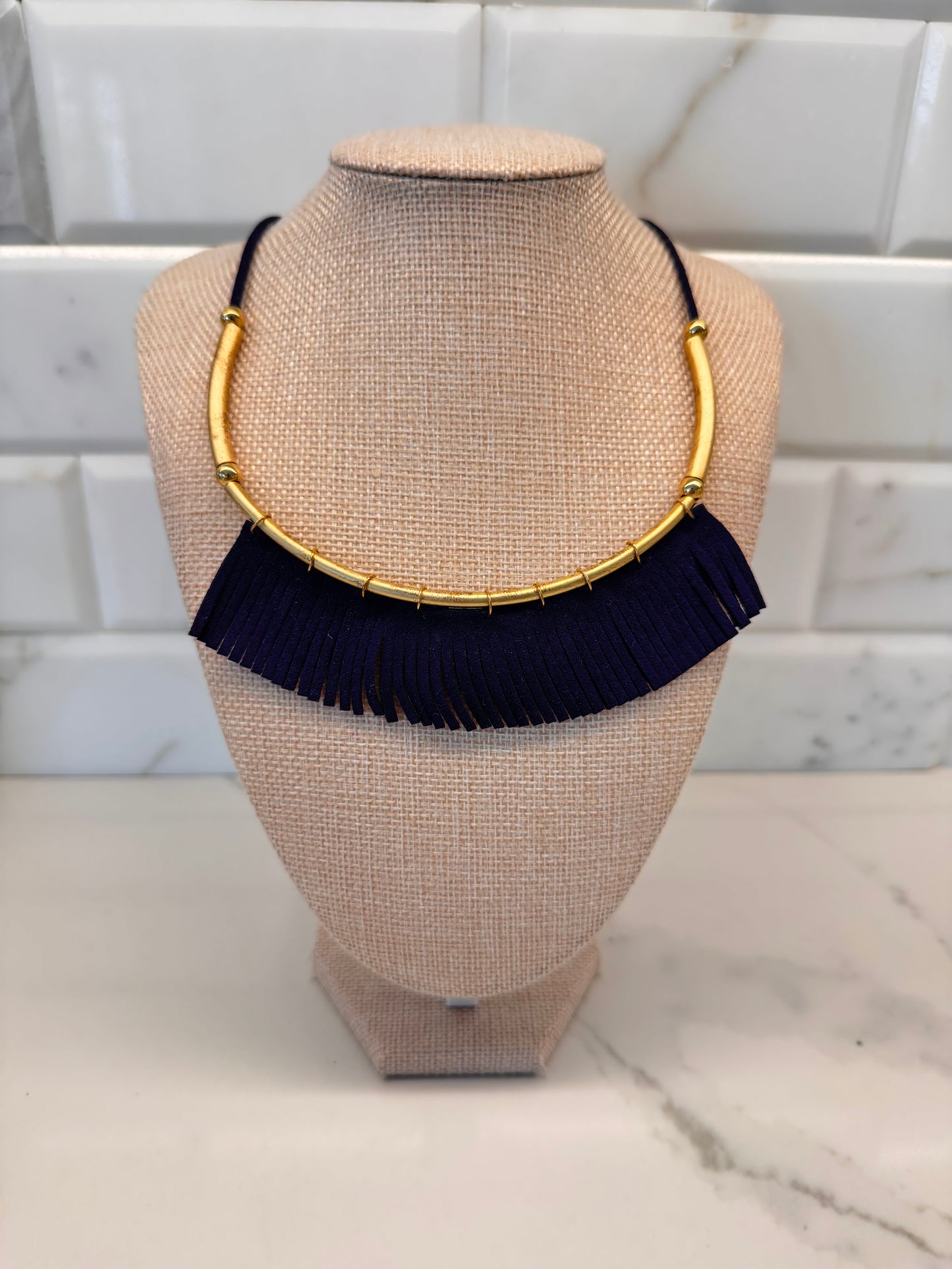 The Midnight Navy Fringe Necklace